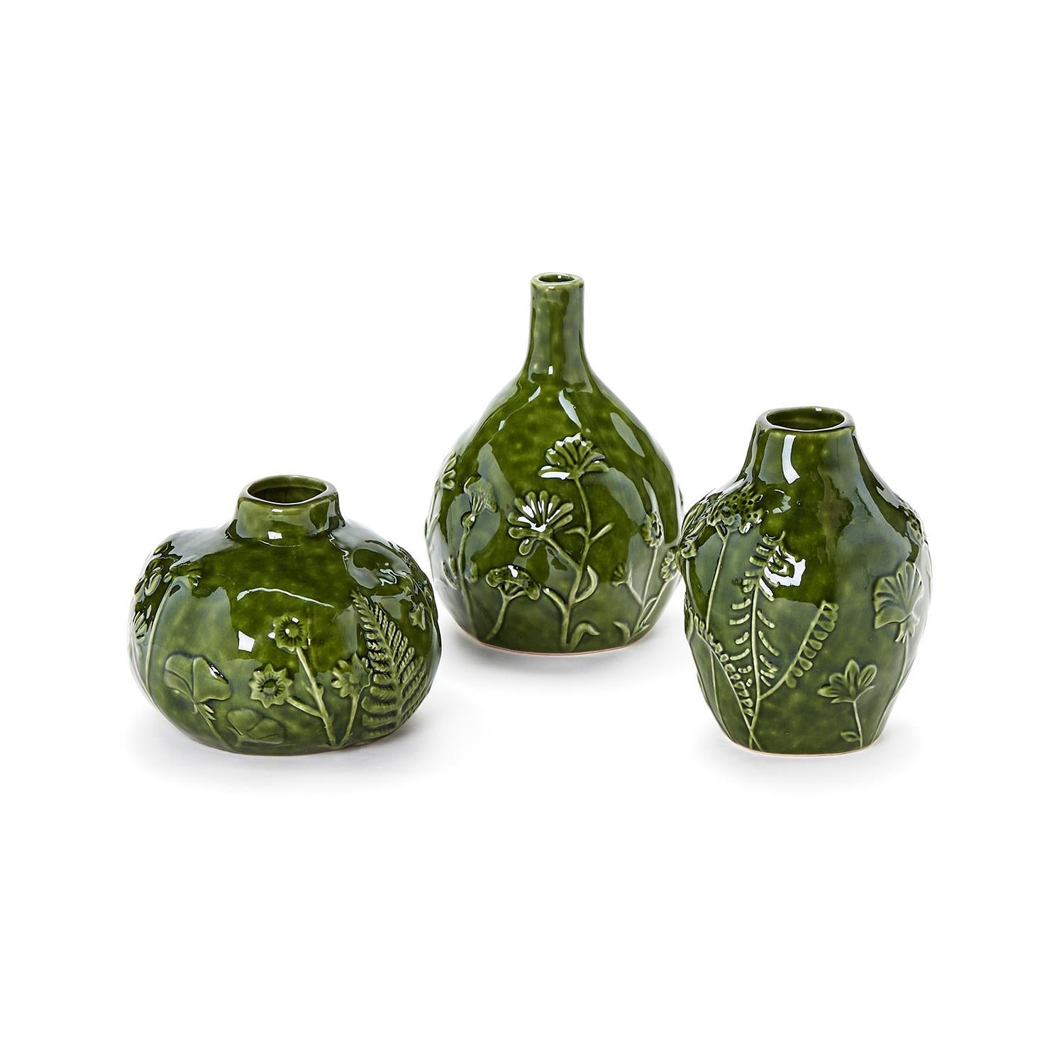 Ceramic Floral Scape Relief Pattern Vase