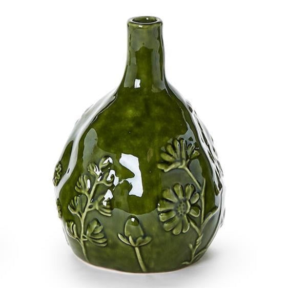 Ceramic Floral Scape Relief Pattern Vase