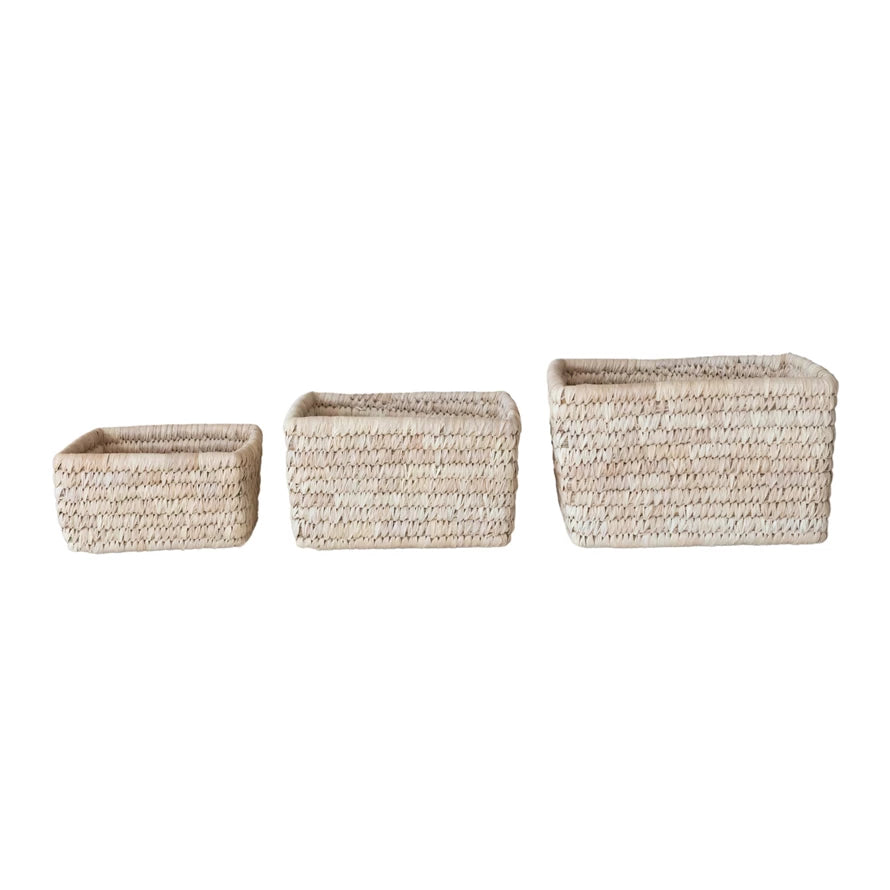 Hand-Woven Grass & Date Leaf Basket